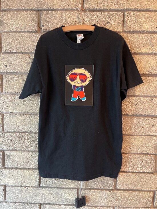 Alstyle Other - Stewie Griffin Graphic T-Shirt Black Medium Alstyle Cotton Retro Cartoon Unisex